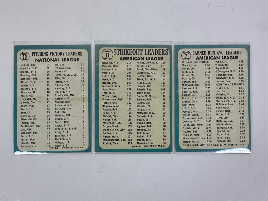 Just Added - Three Topps Baseball Cards: 1964 Pitching Leaders, 1964 Strikeout Leaders, 1964 ERA Leaders [Photo 5]