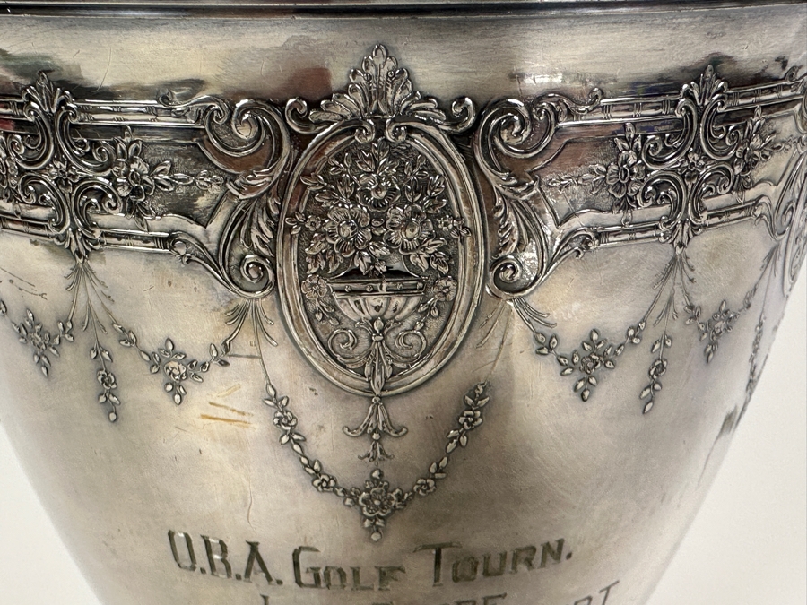 Just Added - Vintage 1928 O.B.A. (Oklahoma Bankers Association) Golf Tournament Silverplate Trophy Low Score Won By Kendall Hert Tulsa, OK [Photo 3]