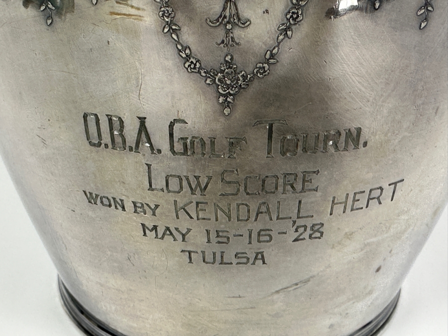 Just Added - Vintage 1928 O.B.A. (Oklahoma Bankers Association) Golf Tournament Silverplate Trophy Low Score Won By Kendall Hert Tulsa, OK [Photo 4]