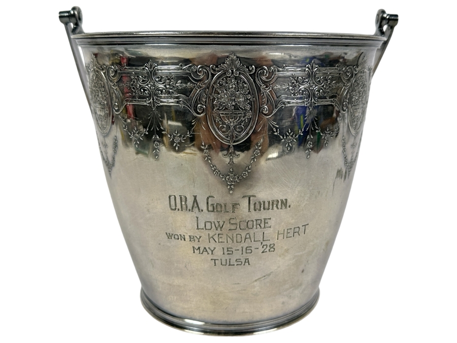 Just Added - Vintage 1928 O.B.A. (Oklahoma Bankers Association) Golf Tournament Silverplate Trophy Low Score Won By Kendall Hert Tulsa, OK [Photo 1]