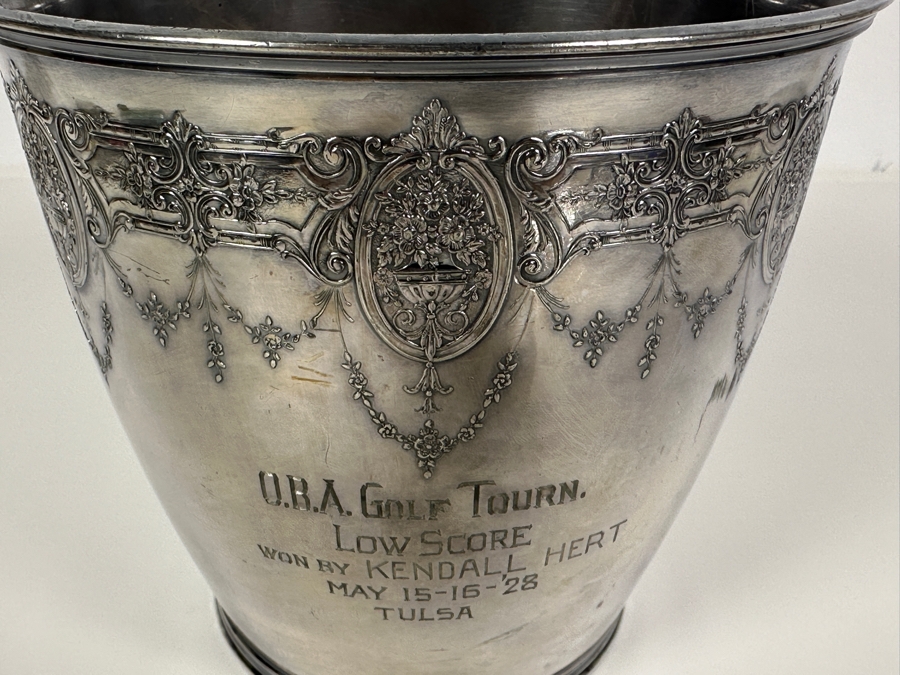 Just Added - Vintage 1928 O.B.A. (Oklahoma Bankers Association) Golf Tournament Silverplate Trophy Low Score Won By Kendall Hert Tulsa, OK [Photo 2]