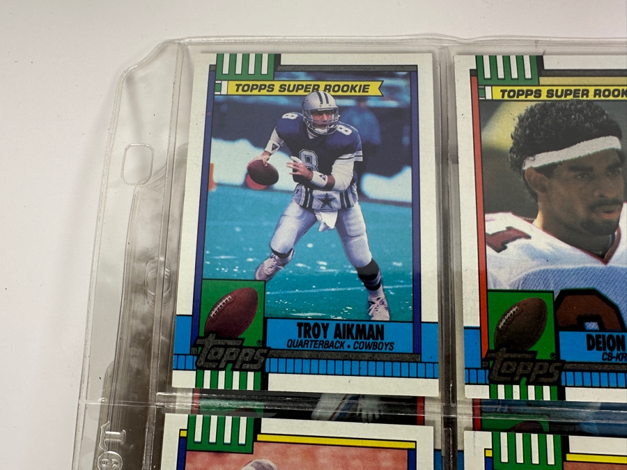 Just Added - 1990 Topps NFL Football Cards - 57 Sheets - Junior Seau / Deion Sanders / Troy Aikman Rookie Cards [Photo 5]