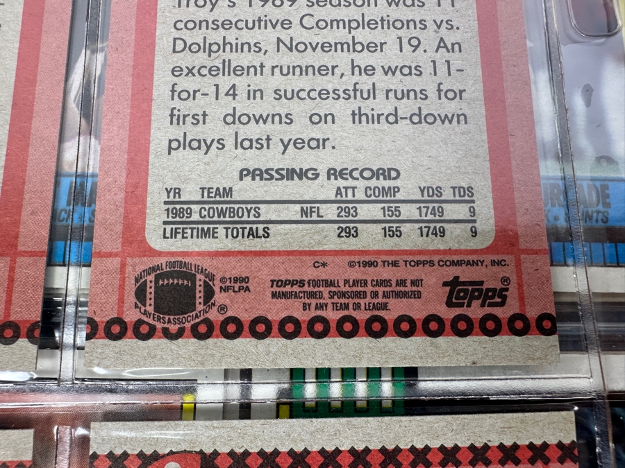 Just Added - 1990 Topps NFL Football Cards - 57 Sheets - Junior Seau / Deion Sanders / Troy Aikman Rookie Cards [Photo 12]