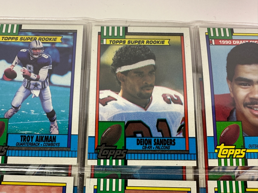 Just Added - 1990 Topps NFL Football Cards - 57 Sheets - Junior Seau / Deion Sanders / Troy Aikman Rookie Cards [Photo 4]