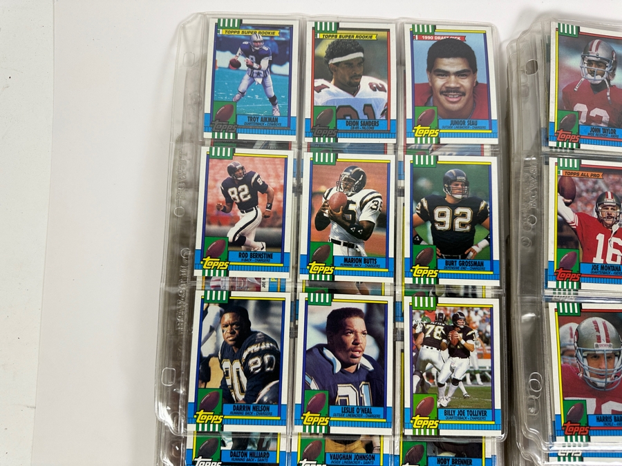 Just Added - 1990 Topps NFL Football Cards - 57 Sheets - Junior Seau / Deion Sanders / Troy Aikman Rookie Cards [Photo 2]