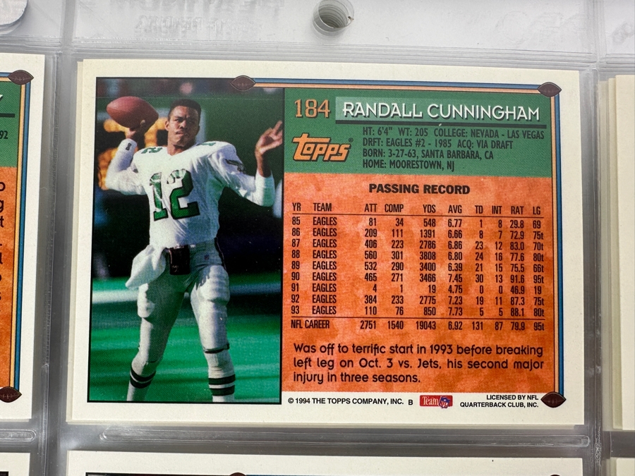 Just Added - 1994 Topps NFL Football Cards - 36 Sheets [Photo 9]