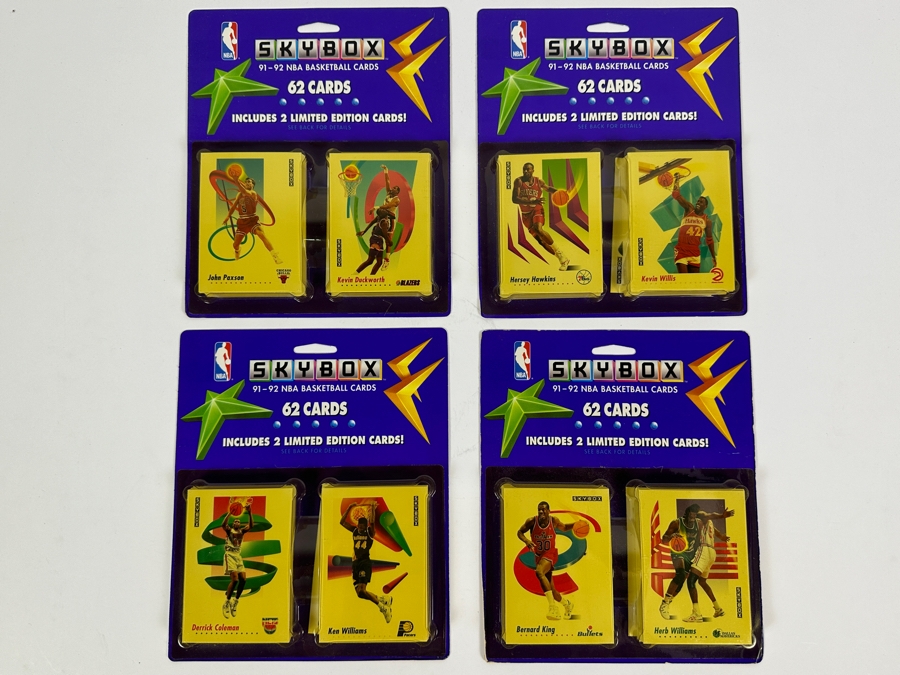 Just Added - 1991-92 Skybox NBA Basketball 62 Cards Blister Packs - 4 Unopened Packs - 248 Basketball Cards