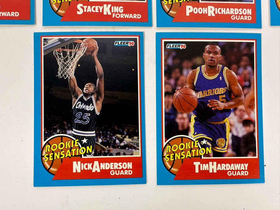 Just Added - 1990 Fleer NBA Rookie Sensation Basketball Cards - Complete Set Of 10 Cards - David Robinson Rookie Card, Tim Hardaway Rookie Card, Sean Elliot Rookie Card & More [Photo 6]