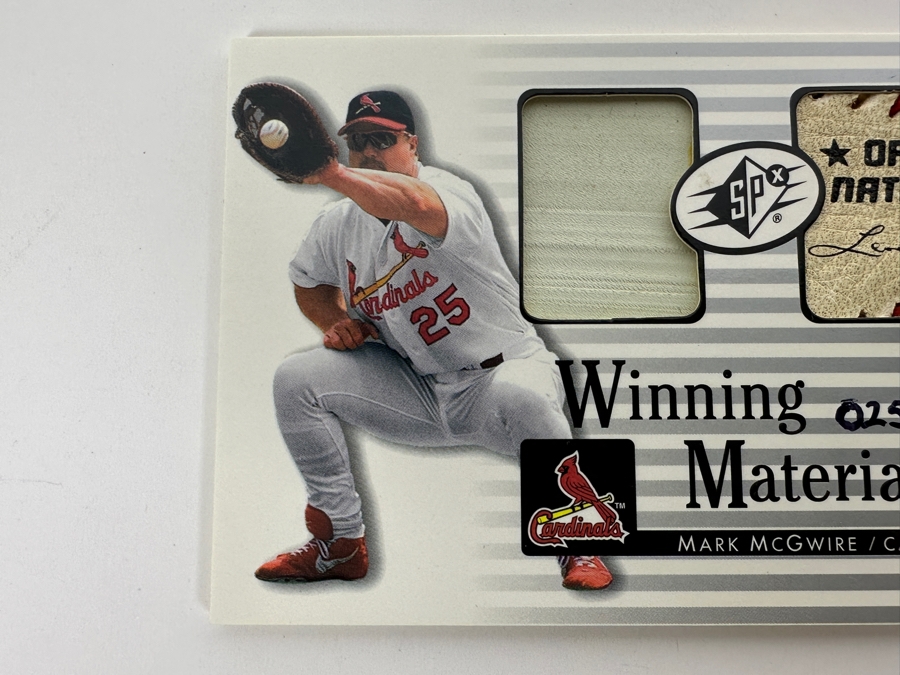 Just Added - 2000 Upper Deck SPX Winning Materials 100% Authentic Game-Used Base & Piece Of A Ball Used In The Game In Which Mark McGwire Hit His 500th Homerun Numbered 25 Of 250 [Photo 4]