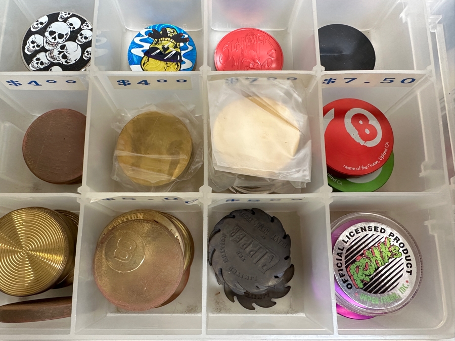 Just Added - Huge Vintage Lot Of Pog Slammers Metal / Acrylic / Paper Popular In The 1990s But Eventually Banned In Many Public Schools Due To Concerns Over Gambling And Classroom Distractions - See Photos [Photo 10]