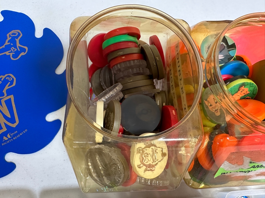 Just Added - Huge Vintage Lot Of Pog Slammers Metal / Acrylic / Paper Popular In The 1990s But Eventually Banned In Many Public Schools Due To Concerns Over Gambling And Classroom Distractions - See Photos [Photo 22]