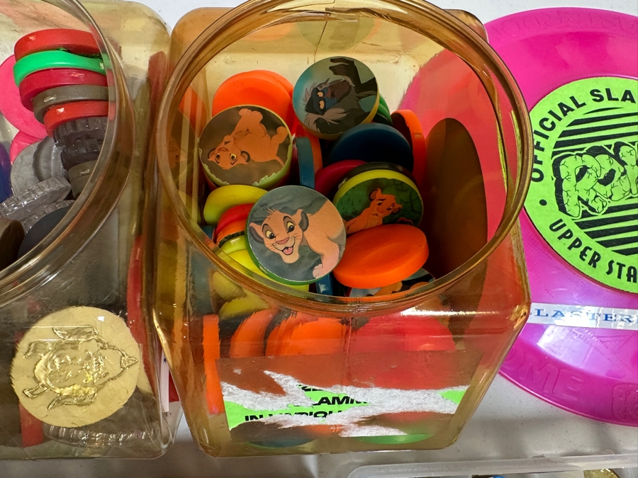 Just Added - Huge Vintage Lot Of Pog Slammers Metal / Acrylic / Paper Popular In The 1990s But Eventually Banned In Many Public Schools Due To Concerns Over Gambling And Classroom Distractions - See Photos [Photo 23]