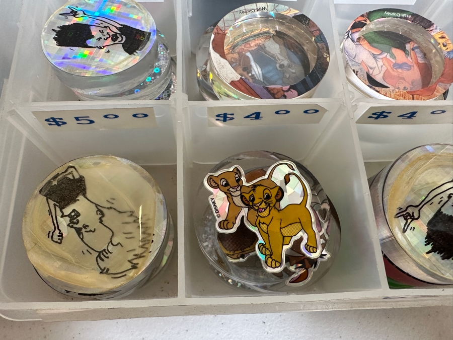 Just Added - Huge Vintage Lot Of Pog Slammers Metal / Acrylic / Paper Popular In The 1990s But Eventually Banned In Many Public Schools Due To Concerns Over Gambling And Classroom Distractions - See Photos [Photo 6]