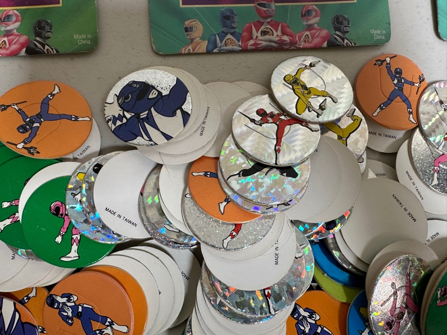 Just Added - Huge Vintage Lot Mighty Morphin Power Rangers Pogs (Some New In Packaging) & Three 1993 Bandai Power Ranger Action Figures In Blister Packs [Photo 8]