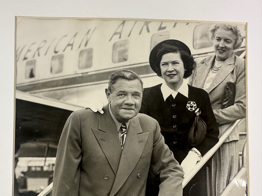 B&W Photograph Of Babe Ruth & Wife At Briggs Stadium For Legion Game In 1947 Photograph Last Detriot Picture By Detroit News Staff Photographer William A. Kuenzel 8.25 X 10 [Photo 2]
