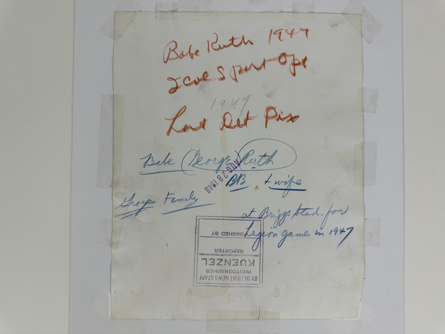 B&W Photograph Of Babe Ruth & Wife At Briggs Stadium For Legion Game In 1947 Photograph Last Detriot Picture By Detroit News Staff Photographer William A. Kuenzel 8.25 X 10 [Photo 6]