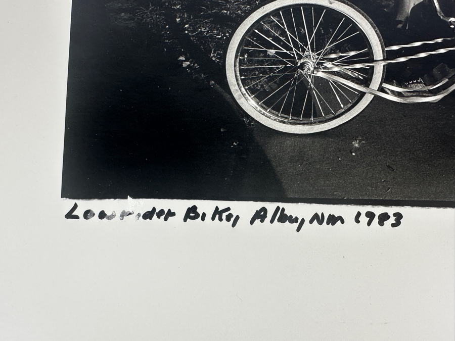 Miguel Gandert (B. 1956, New Mexico) 1983 Signed B&W Photograph Titled 'Lowrider Bike, Albuquerque, New Mexico (Some Damage To Photograph In Upper Left Corner) 10 X 6.5 [Photo 7]