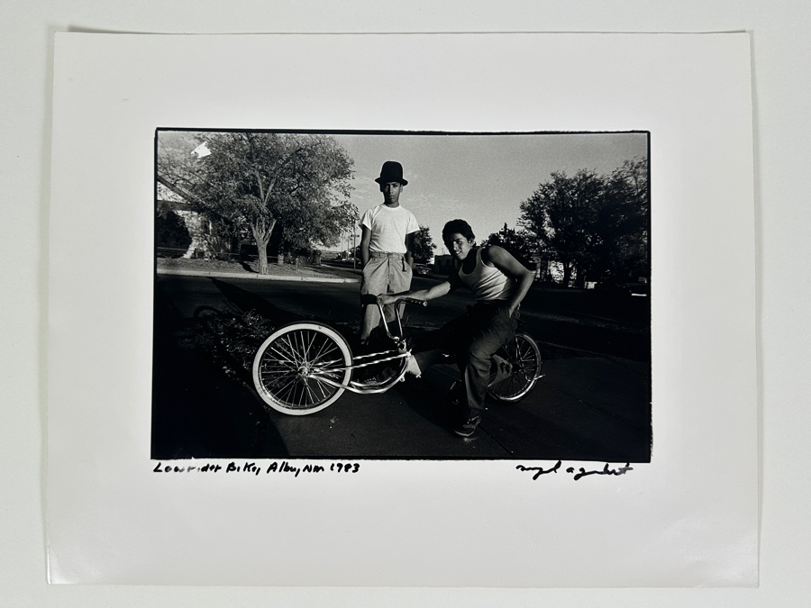 Miguel Gandert (B. 1956, New Mexico) 1983 Signed B&W Photograph Titled 'Lowrider Bike, Albuquerque, New Mexico (Some Damage To Photograph In Upper Left Corner) 10 X 6.5 [Photo 3]