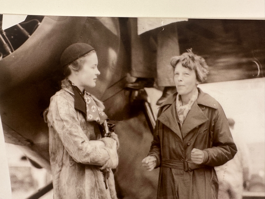 B&W Photograph Of Amelia Earhart (B. 1897) Standing In Front Of Airplane 8 X 10 [Photo 2]