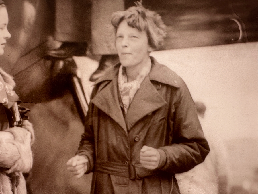 B&W Photograph Of Amelia Earhart (B. 1897) Standing In Front Of Airplane 8 X 10 [Photo 4]