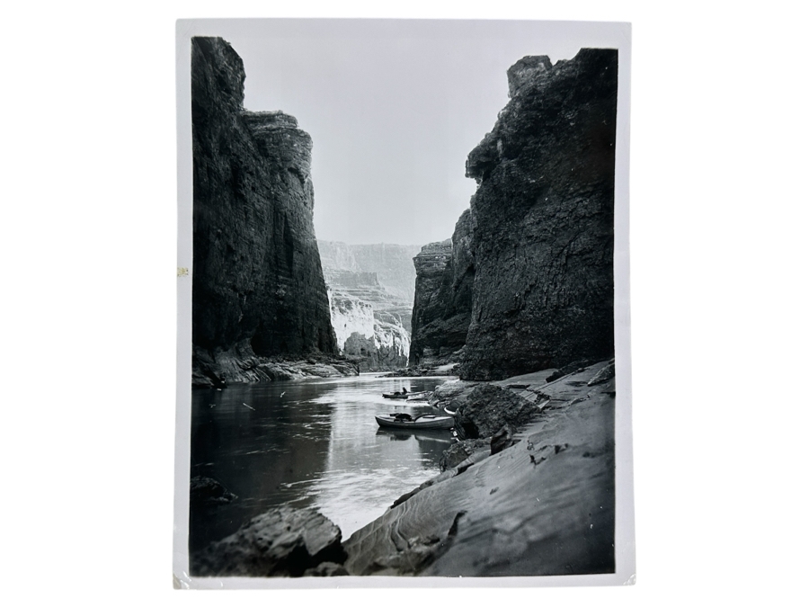 B&W Photograph Kolb Brothers' Photography Studio On The South Rim Of The Grand Canyon Dated 1911 Titled 'A Peaceful Stretch In Marble Canyon' 8 X 10 [Photo 1]