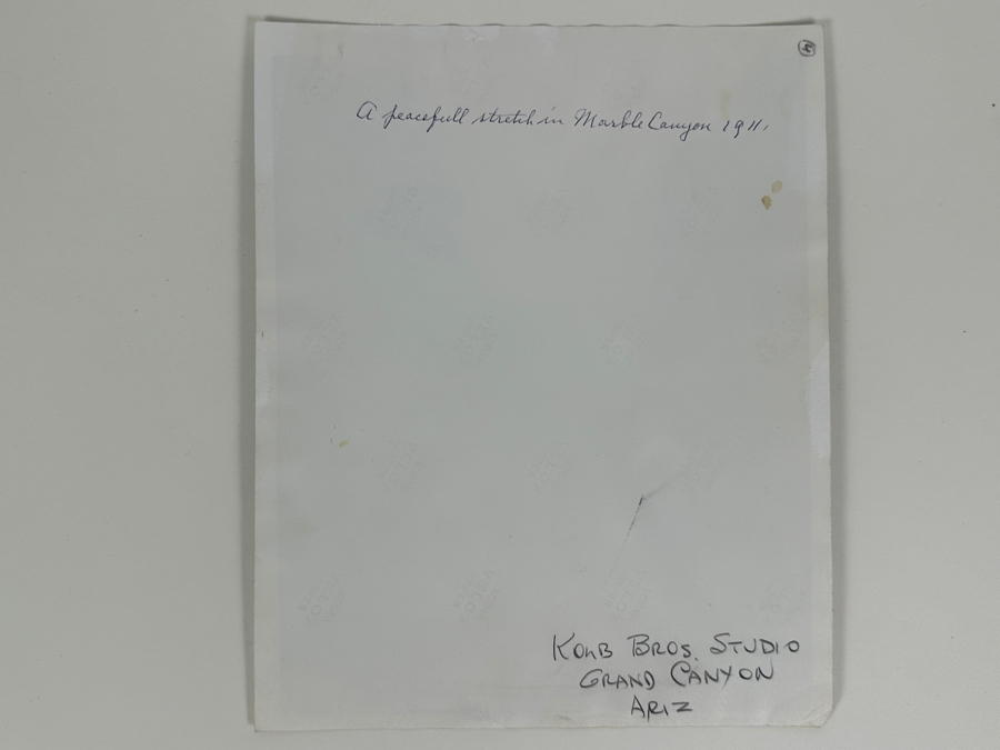 B&W Photograph Kolb Brothers' Photography Studio On The South Rim Of The Grand Canyon Dated 1911 Titled 'A Peaceful Stretch In Marble Canyon' 8 X 10 [Photo 7]