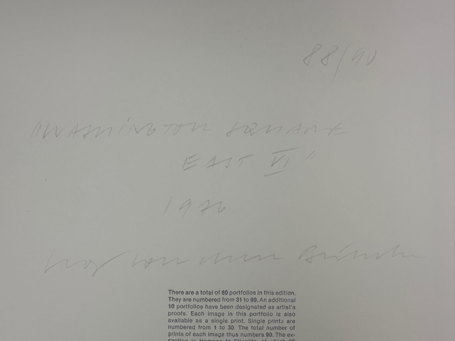 Wolf Von Dem Bussche (1934-2014, American) Hand Signed Limited Edition B&W Photographic Print Titled 'Washington Square East VI NYC 1976' Signed On Front And Verso Numbered 88 Of 90 - 9 X 13 [Photo 6]
