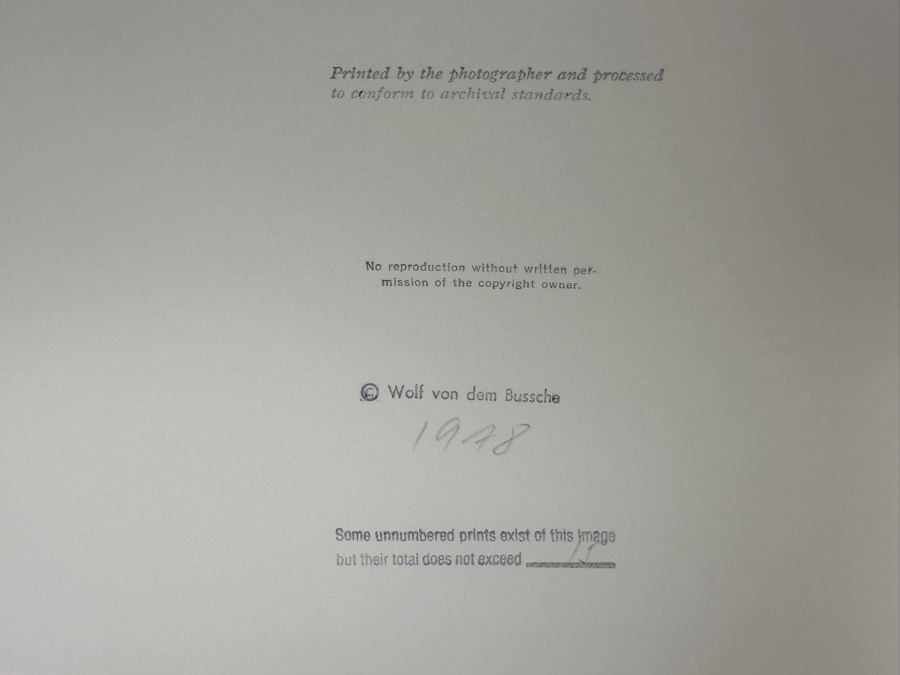 Wolf Von Dem Bussche (1934-2014, American) Hand Signed Limited Edition B&W Photographic Print Titled 'Washington Square East VI NYC 1976' Signed On Front And Verso Numbered 88 Of 90 - 9 X 13 [Photo 9]