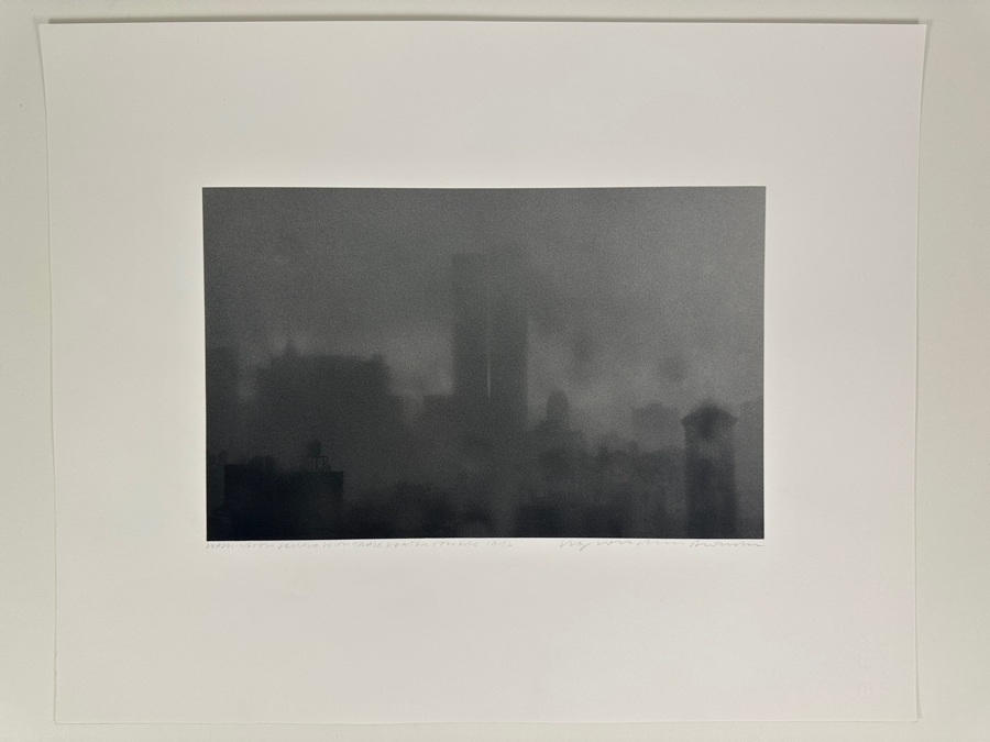 Wolf Von Dem Bussche (1934-2014, American) Hand Signed Limited Edition B&W Photographic Print Titled 'Washington Square With Trade Center Towers NYC 1976' Signed On Front And Verso Numbered 88 Of 90 - 13 X 8 [Photo 3]