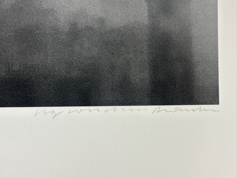 Wolf Von Dem Bussche (1934-2014, American) Hand Signed Limited Edition B&W Photographic Print Titled 'Washington Square With Trade Center Towers NYC 1976' Signed On Front And Verso Numbered 88 Of 90 - 13 X 8 [Photo 6]