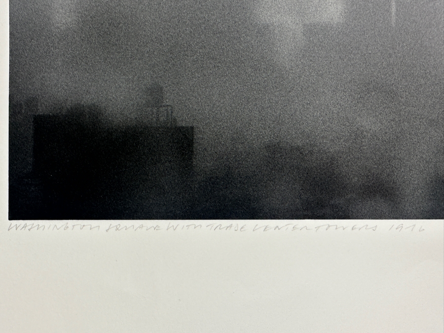 Wolf Von Dem Bussche (1934-2014, American) Hand Signed Limited Edition B&W Photographic Print Titled 'Washington Square With Trade Center Towers NYC 1976' Signed On Front And Verso Numbered 88 Of 90 - 13 X 8 [Photo 5]