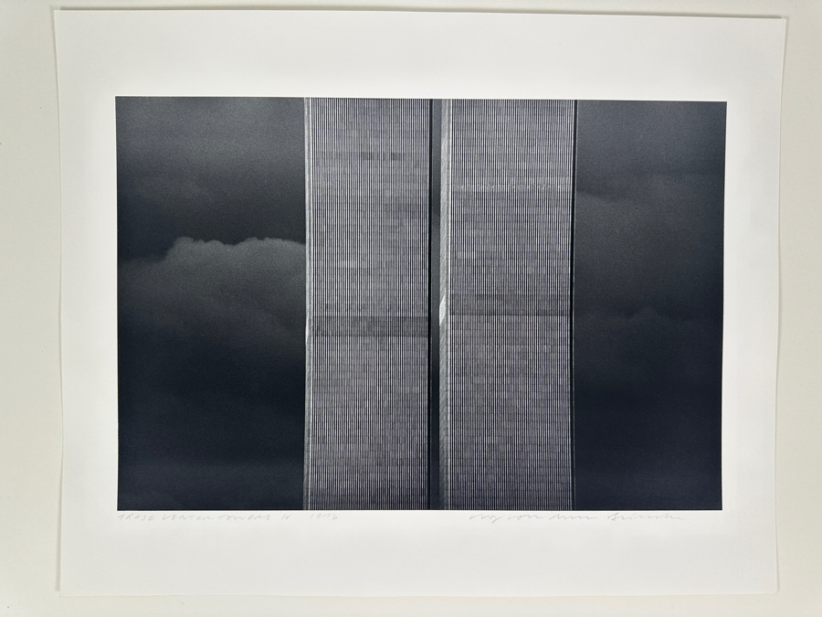 Wolf Von Dem Bussche (1934-2014, American) Hand Signed Limited Edition B&W Photographic Print Titled 'Trade Center Towers IV NYC 1976' Signed On Front And Verso Numbered 88 Of 90 - 17 X 11.5 [Photo 2]