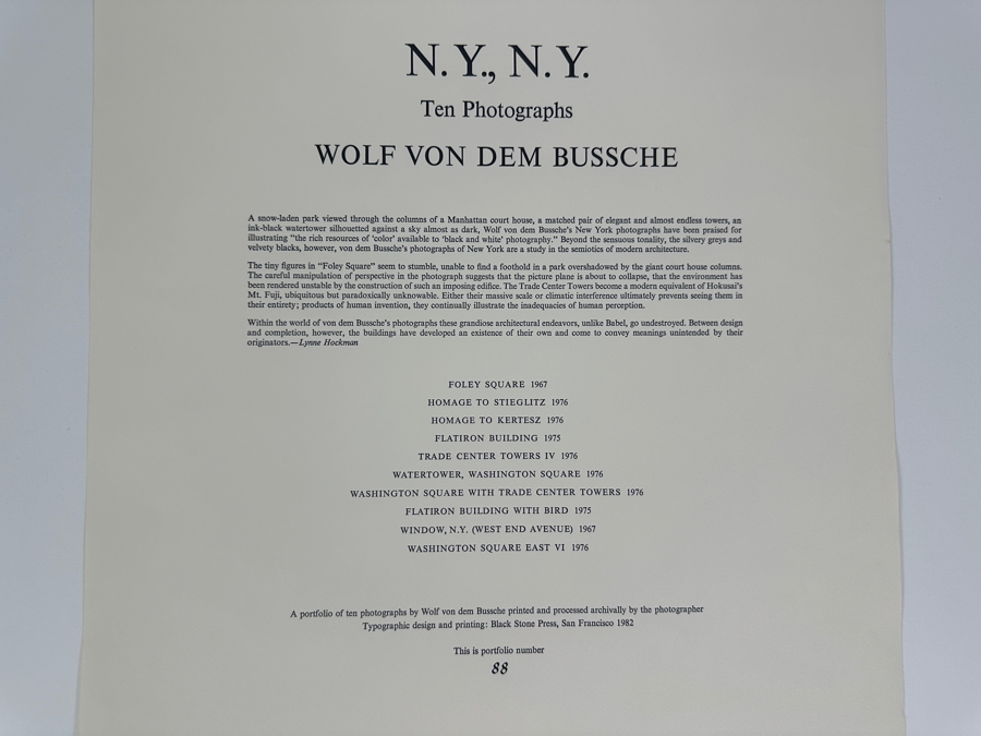 Wolf Von Dem Bussche (1934-2014, American) Hand Signed Limited Edition B&W Photographic Print Titled 'Window NYC 1967' Signed On Front And Verso Numbered 88 Of 90 - 10.5 X 16 [Photo 16]