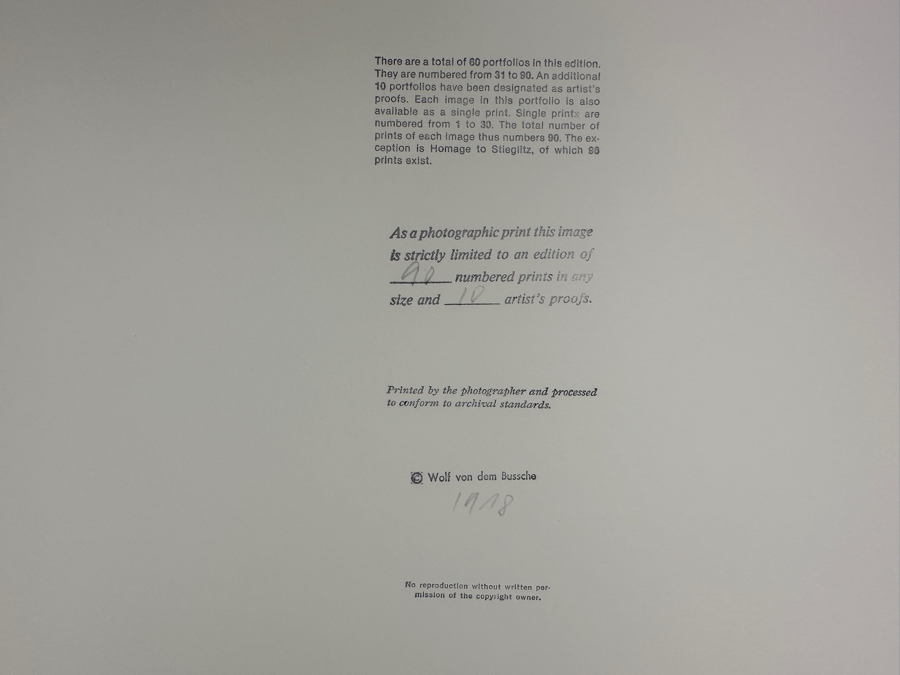 Wolf Von Dem Bussche (1934-2014, American) Hand Signed Limited Edition B&W Photographic Print Titled 'Window NYC 1967' Signed On Front And Verso Numbered 88 Of 90 - 10.5 X 16 [Photo 9]