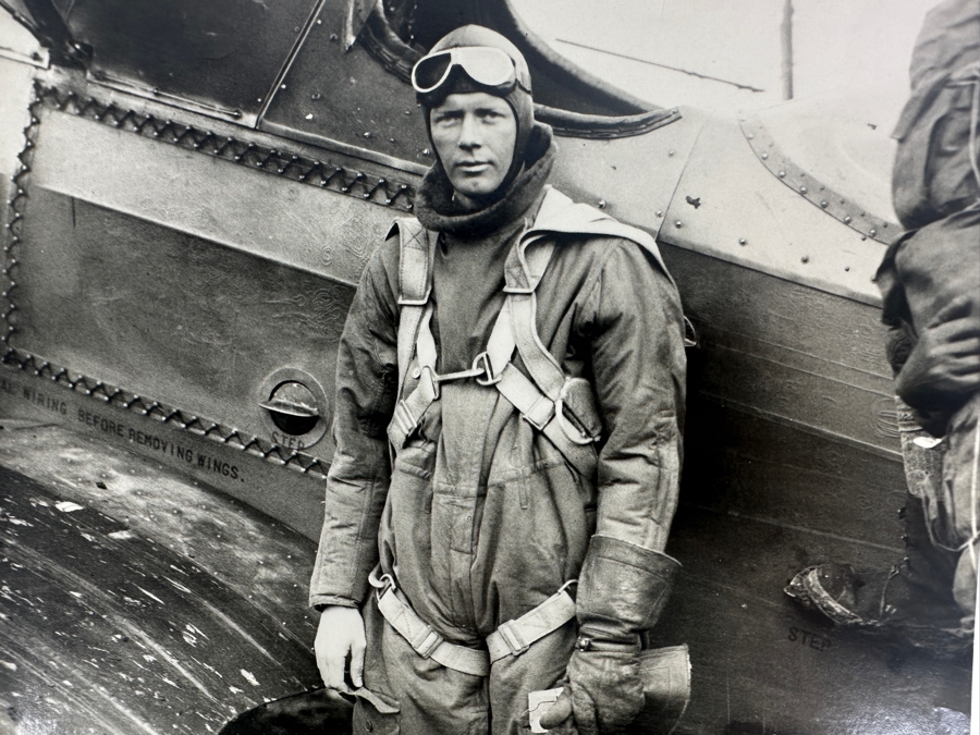 Carl Nesensohn (1898-1970, American) B&W Photograph Of Colonel Charles Lindbergh At Curtis Field February 18, 1929 Stamped On Verso Wide World Photo 7.5 X 9.5 [Photo 4]
