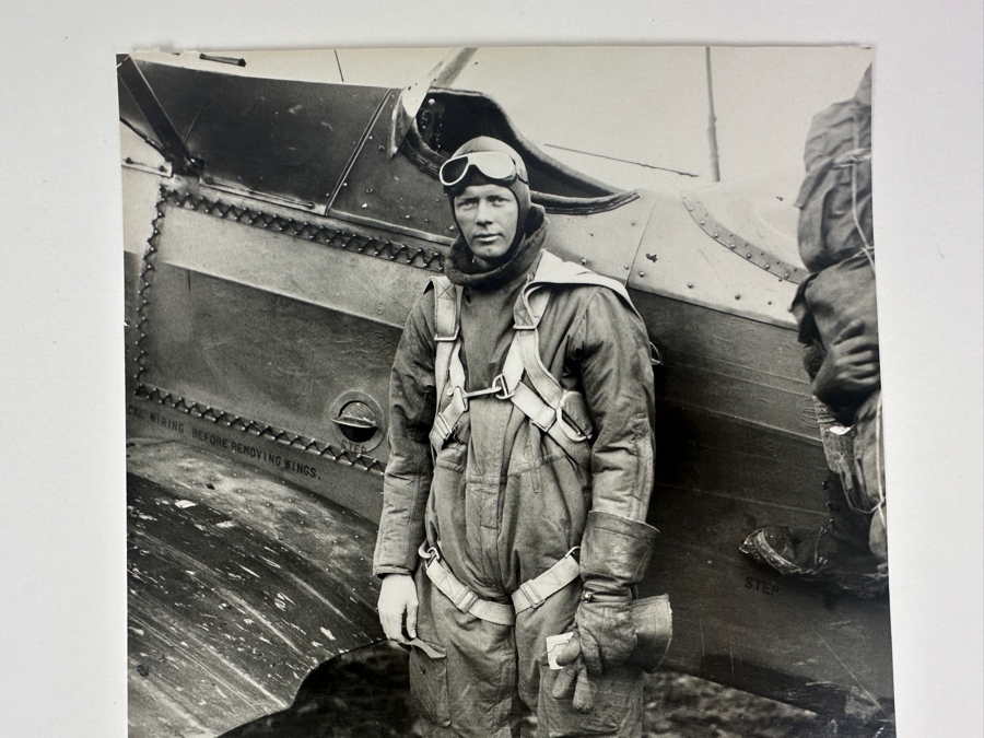 Carl Nesensohn (1898-1970, American) B&W Photograph Of Colonel Charles Lindbergh At Curtis Field February 18, 1929 Stamped On Verso Wide World Photo 7.5 X 9.5 [Photo 8]