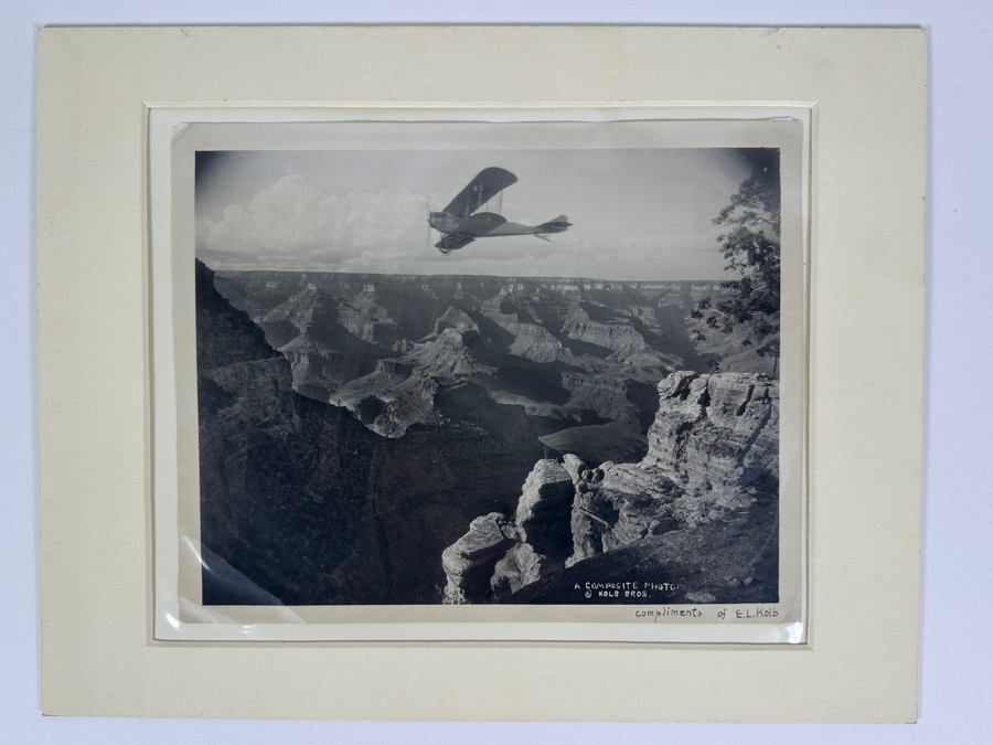 Emery C. Kolb - Kolb Brothers' Photography Studio On The South Rim Of The Grand Canyon 'Ellsworth Kolb Hired R. V. Thomas To Fly Over The Grand Canyon' Composite Photograph 10 X 8 [Photo 4]