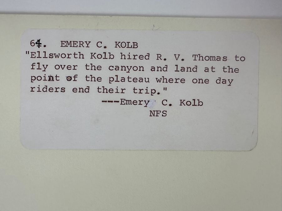 Emery C. Kolb - Kolb Brothers' Photography Studio On The South Rim Of The Grand Canyon 'Ellsworth Kolb Hired R. V. Thomas To Fly Over The Grand Canyon' Composite Photograph 10 X 8 [Photo 7]