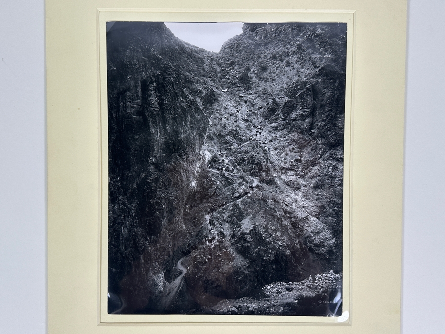 Emery C. Kolb - Kolb Brothers' Photography Studio On The South Rim Of The Grand Canyon 'The Cork Screw: Lower End Of Bright Angel Trail' Photograph Stamped Emery C. Kolb On Verso 8 X 10 [Photo 3]