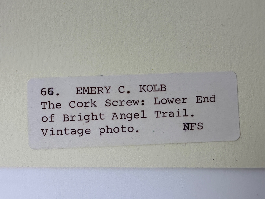 Emery C. Kolb - Kolb Brothers' Photography Studio On The South Rim Of The Grand Canyon 'The Cork Screw: Lower End Of Bright Angel Trail' Photograph Stamped Emery C. Kolb On Verso 8 X 10 [Photo 11]