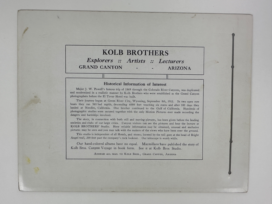 1910 Kolb Brothers' Photography Studio On The South Rim Of The Grand Canyon Photograph In Original Kolb Brothers Frame 6.5 X 4.5 [Photo 10]