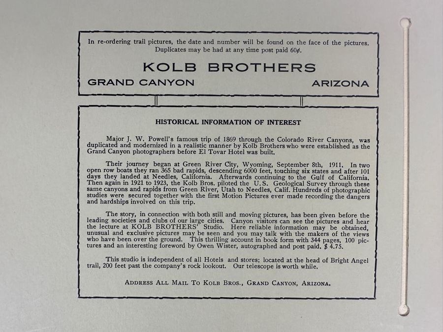 Kolb Brothers' Photography Studio On The South Rim Of The Grand Canyon Photograph In Original Kolb Brothers Frame 4.5 X 6.5 [Photo 11]