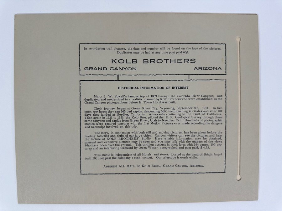 Kolb Brothers' Photography Studio On The South Rim Of The Grand Canyon Photograph In Original Kolb Brothers Frame 4.5 X 6.5 [Photo 11]