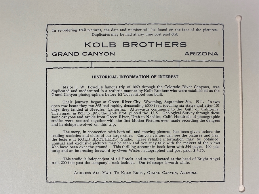 Kolb Brothers' Photography Studio On The South Rim Of The Grand Canyon Photograph In Original Kolb Brothers Frame 4.5 X 6.5 [Photo 12]