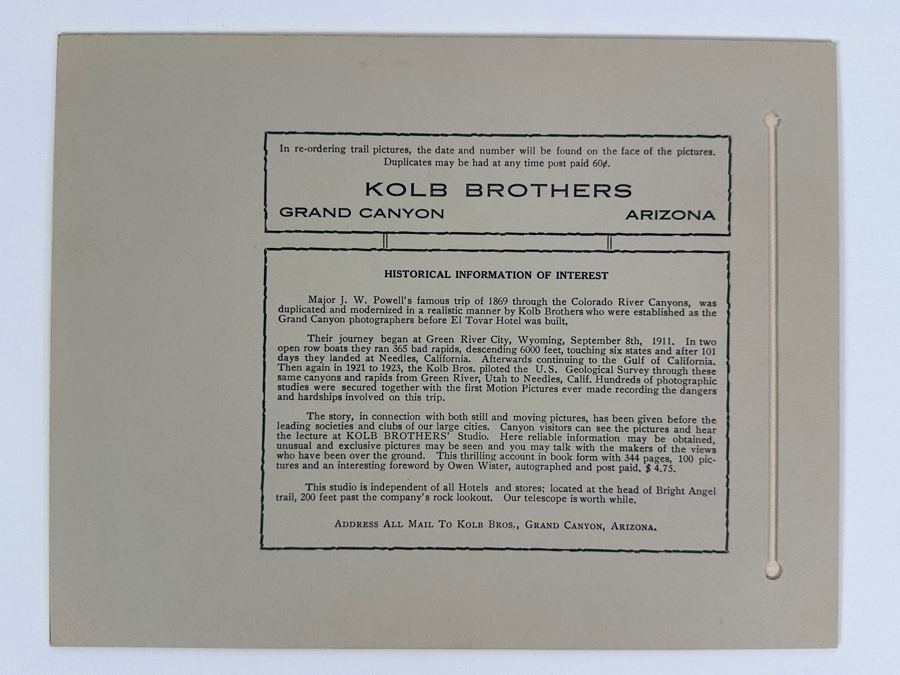 Kolb Brothers' Photography Studio On The South Rim Of The Grand Canyon Photograph In Original Kolb Brothers Frame 4.5 X 6.5	 [Photo 13]