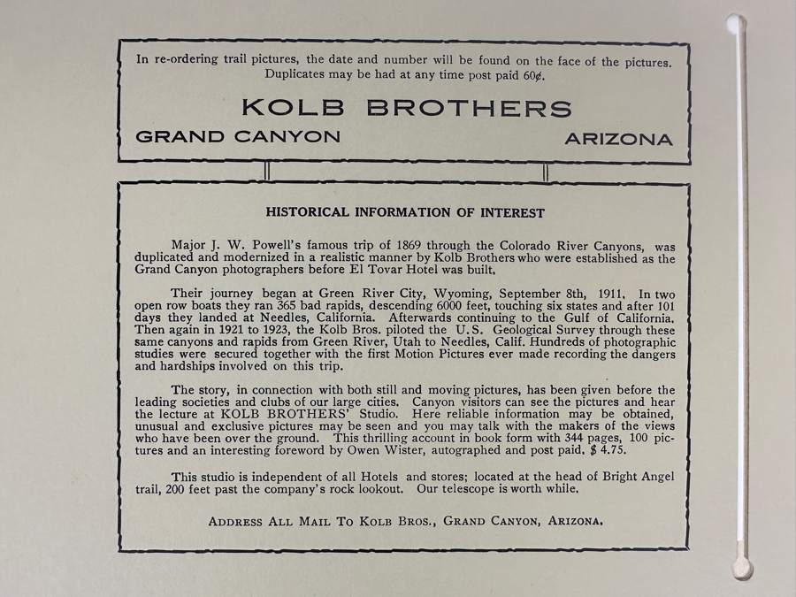 Kolb Brothers' Photography Studio On The South Rim Of The Grand Canyon Photograph In Original Kolb Brothers Frame 6.5 X 4.5 [Photo 8]