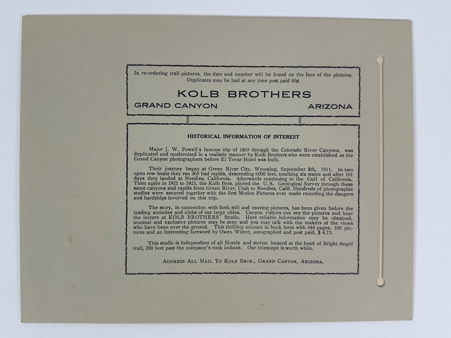 Kolb Brothers' Photography Studio On The South Rim Of The Grand Canyon Photograph Of R. V. Thomas Pilot With Plane First Airplane Landing In The Grand Canyon August 8, 1922 In Original Kolb Brothers Frame 6.5 X 4.5 [Photo 10]