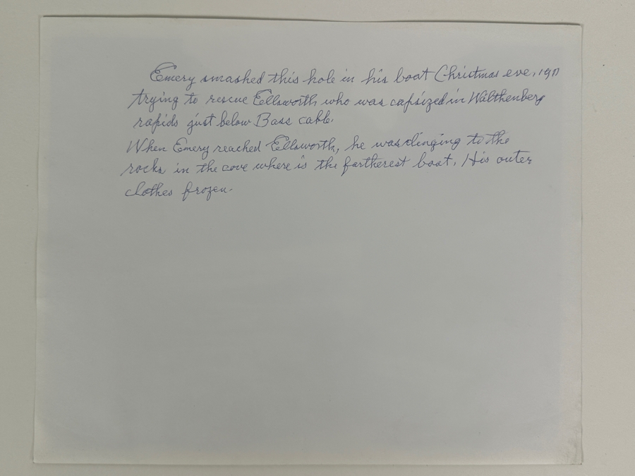 Kolb Brothers' Photography Studio On The South Rim Of The Grand Canyon Photograph Titled 'Emery Kolb Smashed This Hole In His Boat Christmas Eve 1911 Trying To Rescue Ellsworth Kolb Who Capsized His Boat' 10 X 8 [Photo 11]