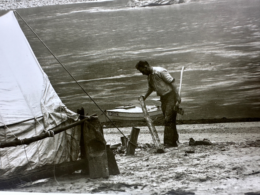 Kolb Brothers' Photography Studio On The South Rim Of The Grand Canyon Photograph Titled 'Emery Making Camp In Ladore Canyon Green River' Stamped On Verso Emery C. Kolb 8 X 10 [Photo 4]