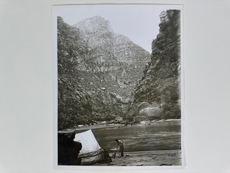 Kolb Brothers' Photography Studio On The South Rim Of The Grand Canyon Photograph Titled 'Emery Making Camp In Ladore Canyon Green River' Stamped On Verso Emery C. Kolb 8 X 10 [Photo 2]